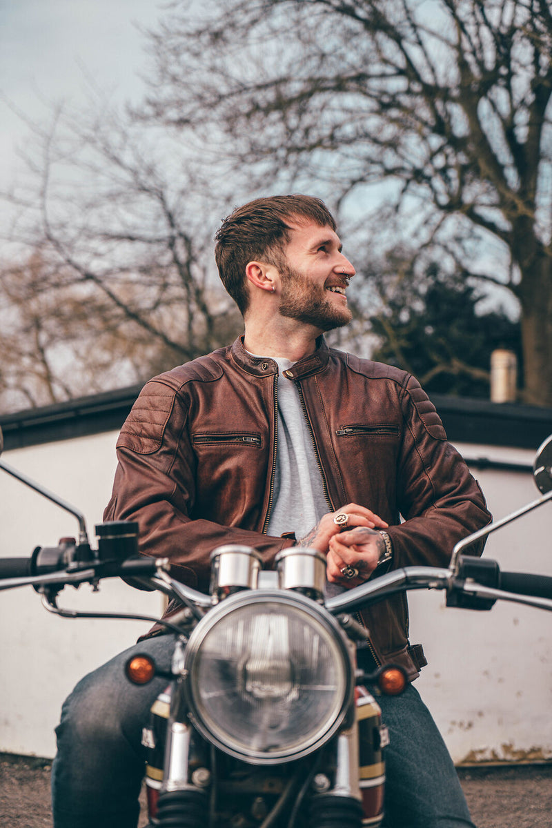 Touring Brown Leather Motorcycle Jacket