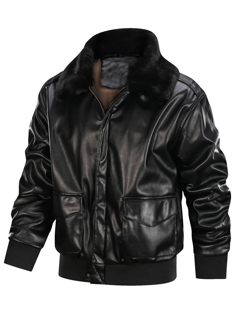 Men's Leather Sherpa-Lined Jacket / Fashion Jacket