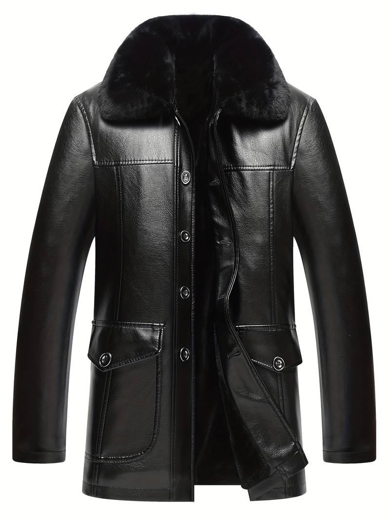 Long Black Leather Coat With Fur