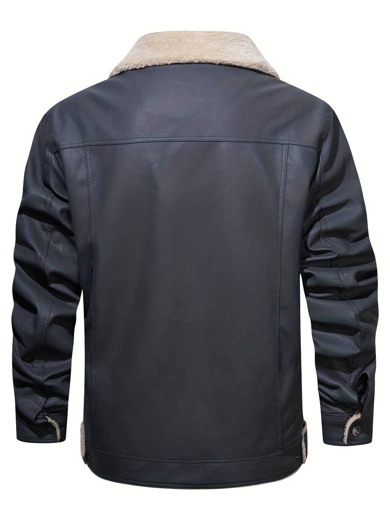 Men's Leather Sherpa-Lined Jacket / Fashion Jacket