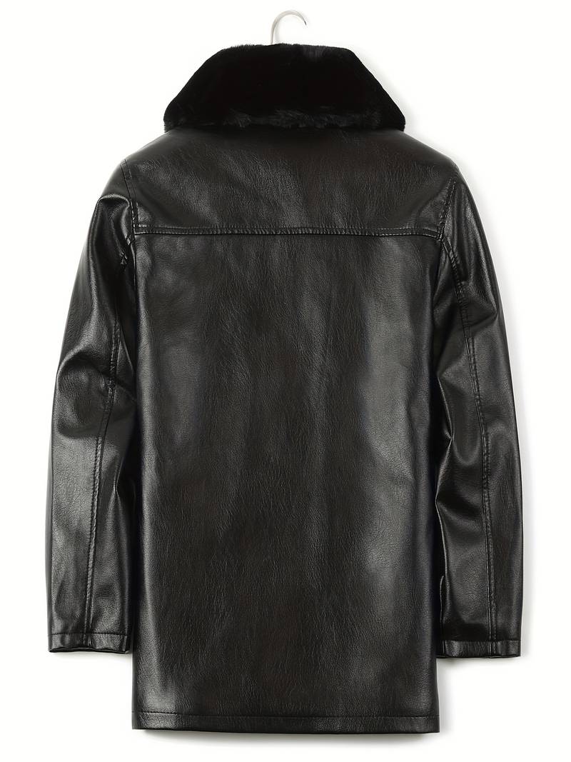 Long Black Leather Coat With Fur