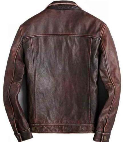 Men's Brown Trucker Leather Jacket