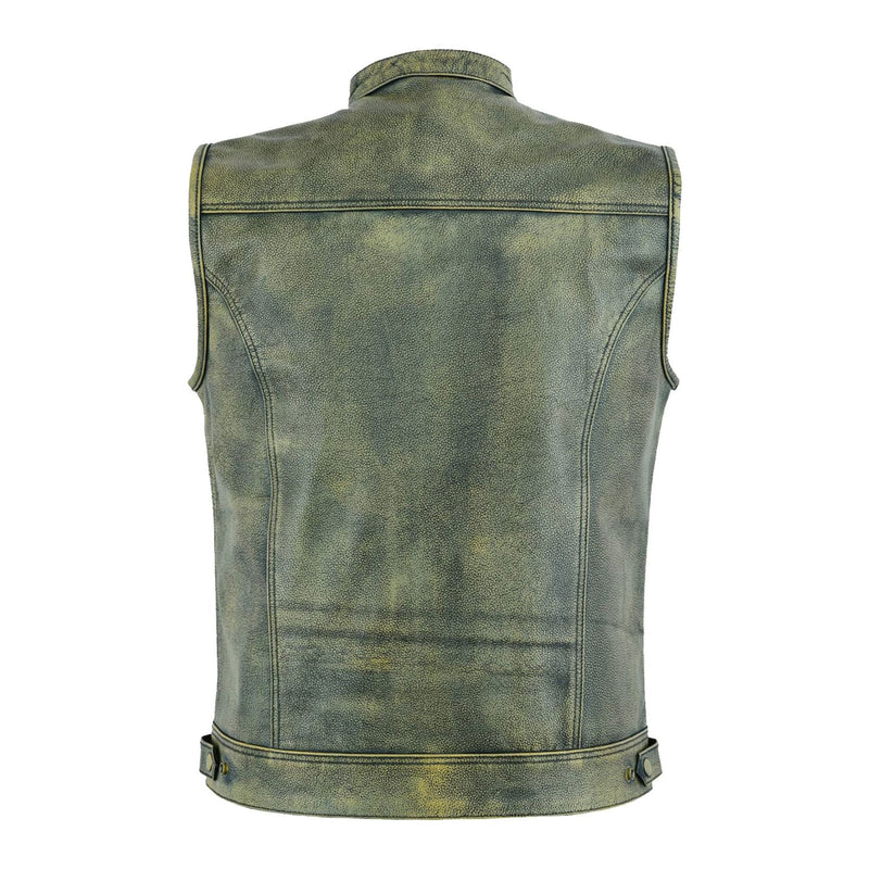 Vintage Edge: Distressed Brown Leather Biker Vest