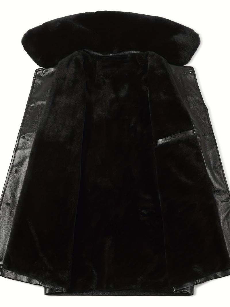 Long Black Leather Coat With Fur