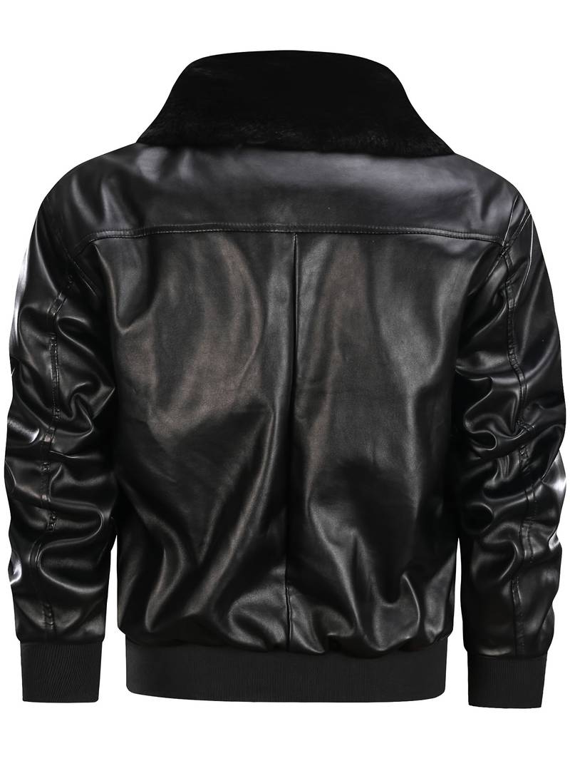 Men's Leather Sherpa-Lined Jacket / Fashion Jacket