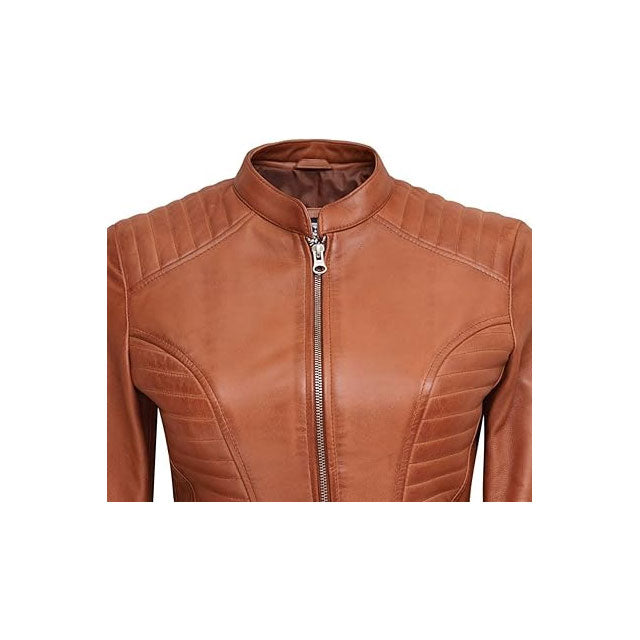 Rider Light Brown Biker Jacket for Women