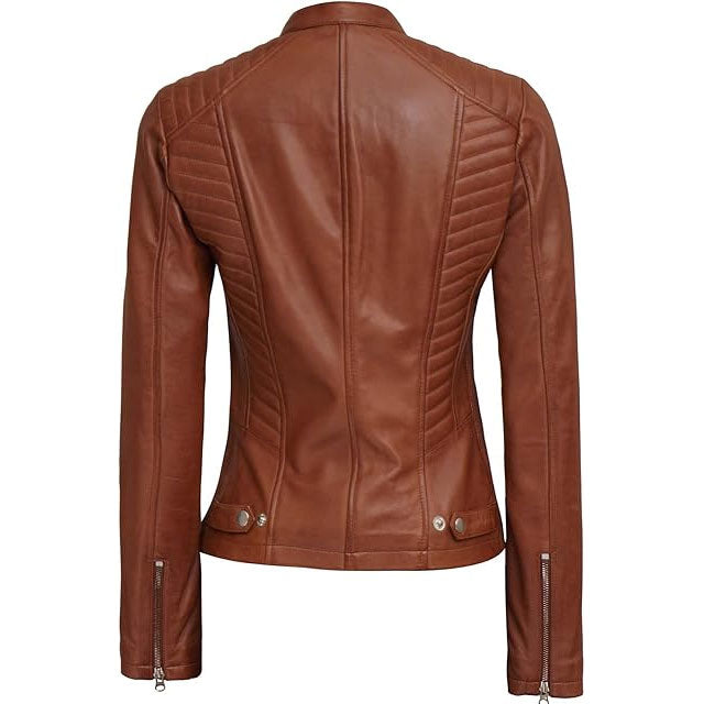 Rider Light Brown Biker Jacket for Women