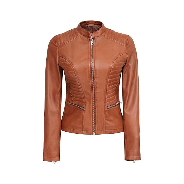 Rider Light Brown Biker Jacket for Women