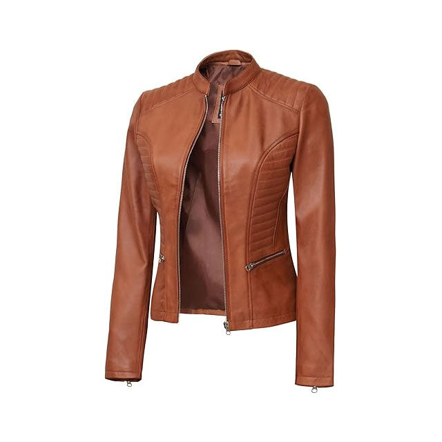 Rider Light Brown Biker Jacket for Women