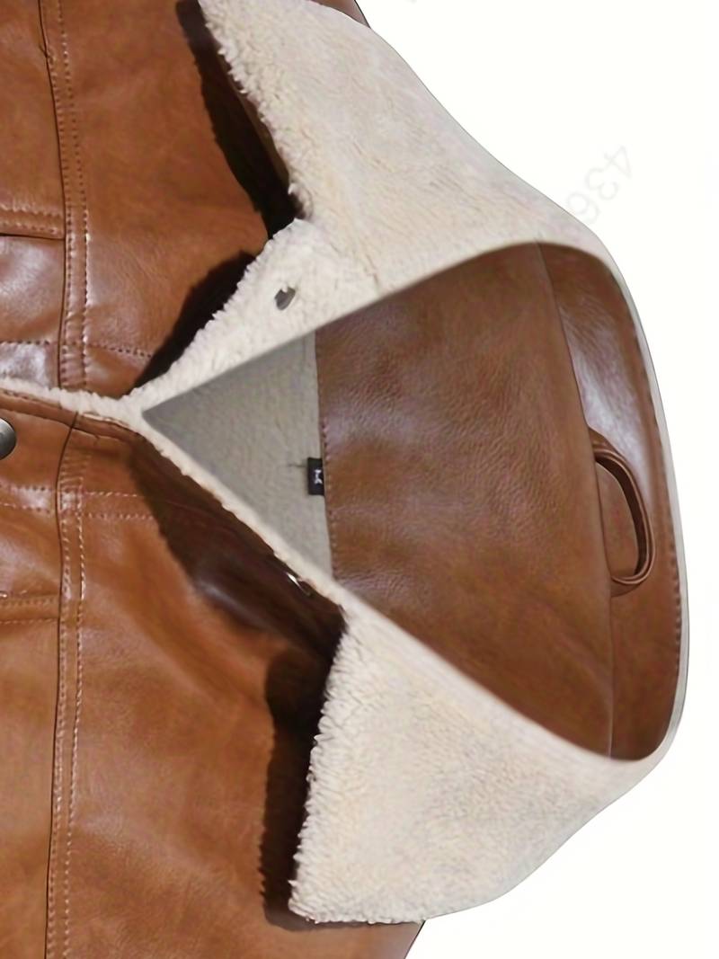 Wood Brown Men's Leather Real Fur jacket"