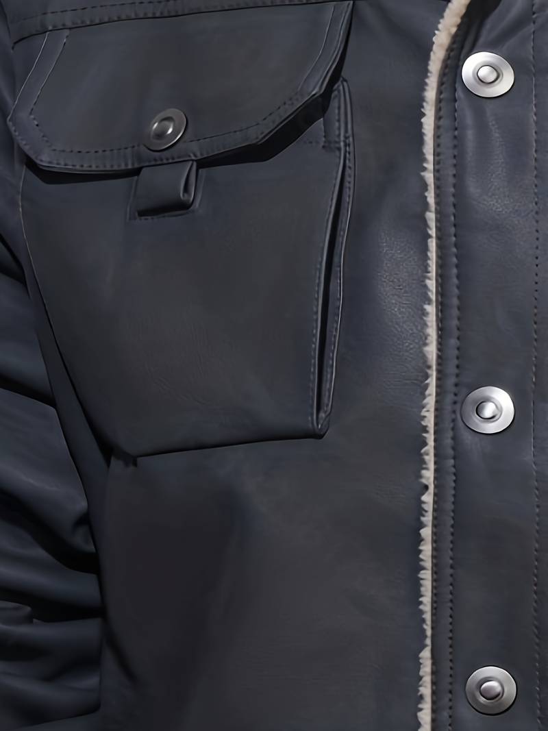 Men's Leather Sherpa-Lined Jacket / Fashion Jacket