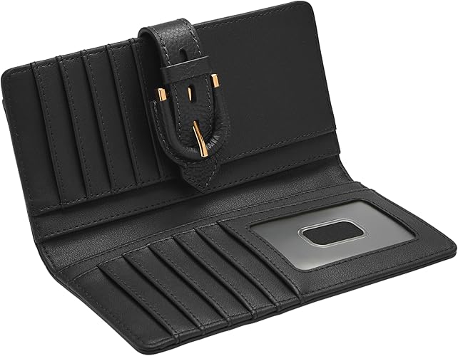 Timeless Luxury: Ladies' Leather Wallet with golden buckle Collection