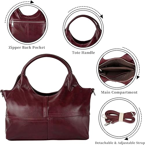 Womens Vegan Leather Handbags Tote Bag Shoulder Bag Top Handle Satchel Ladies Purse Crossbody Hobo Bag