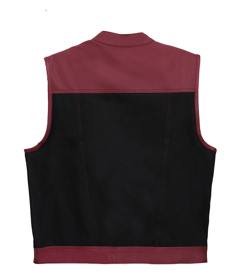 "Black and purple shade Leather Perfection: The Essential Biker Vest"