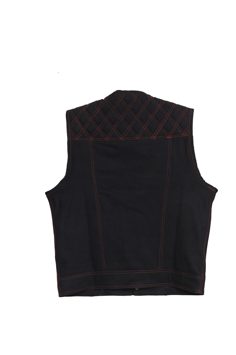 "Black and Red Soft leather Motorbike vest"