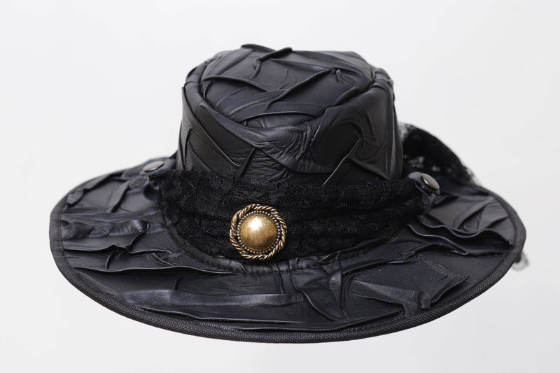 Black Outback Style Leather Hat