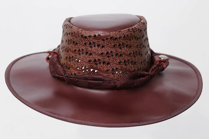 Brown Leather Hat with Diamond style
