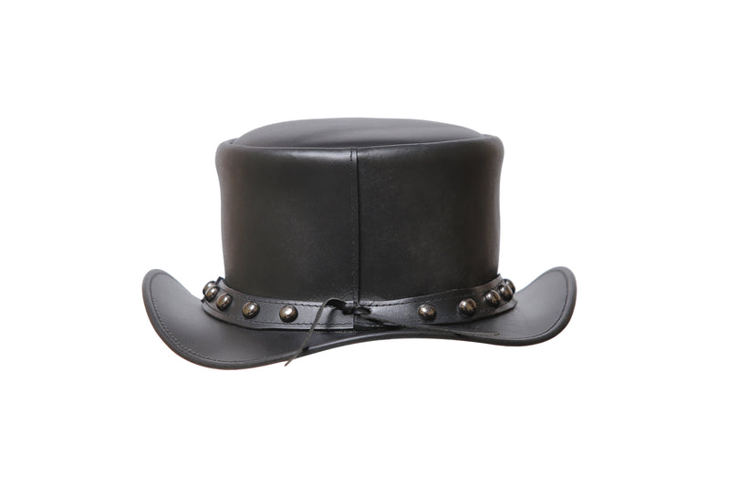 Black Leather Hat with Diamond style