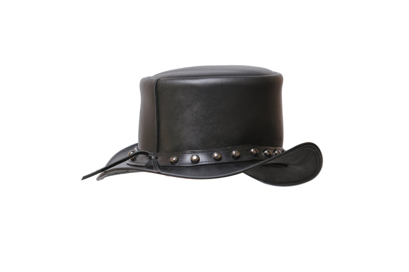 Black Leather Hat with Diamond style