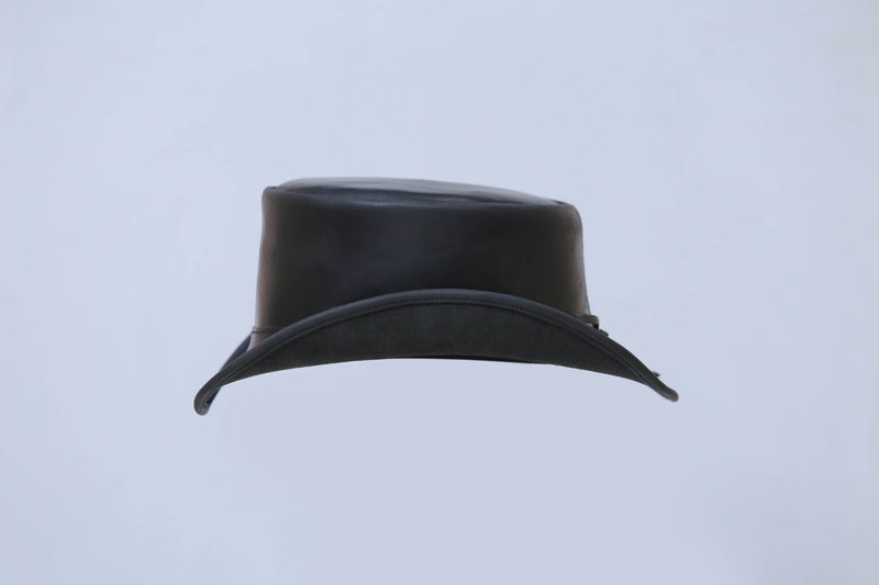 Plain Black Leather Hat / Leather Cowboy Hat