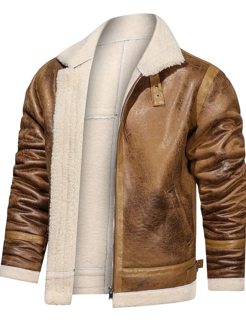 Matte Brown Leather Fur Jacket – Luxe Warmth with a Rugged Edge