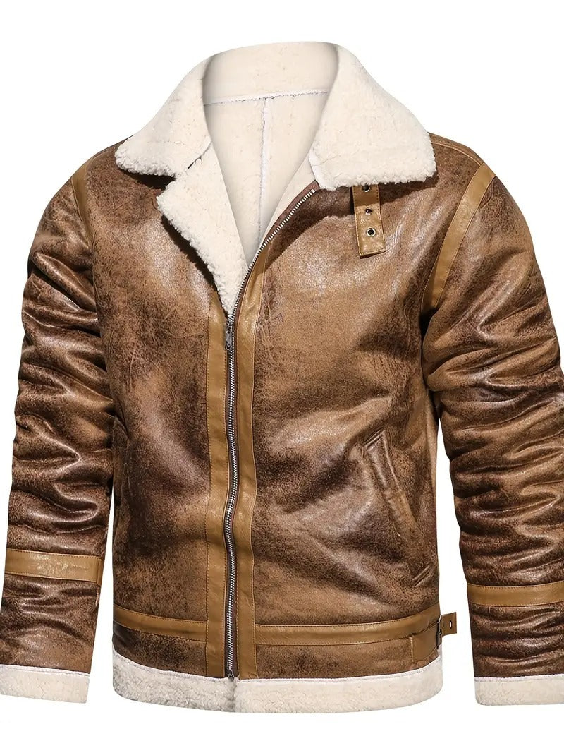 Matte Brown Leather Fur Jacket – Luxe Warmth with a Rugged Edge