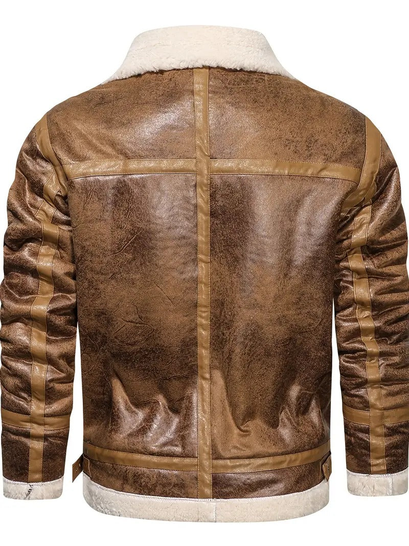 Matte Brown Leather Fur Jacket – Luxe Warmth with a Rugged Edge