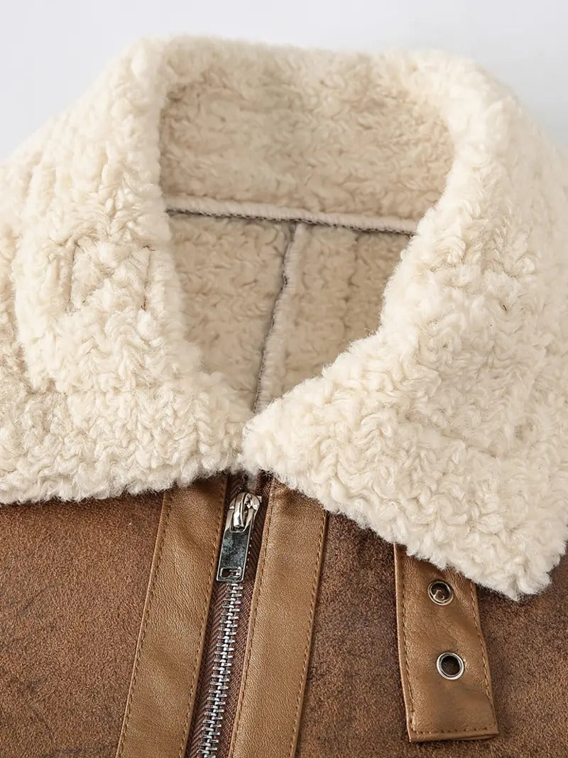 Matte Brown Leather Fur Jacket – Luxe Warmth with a Rugged Edge