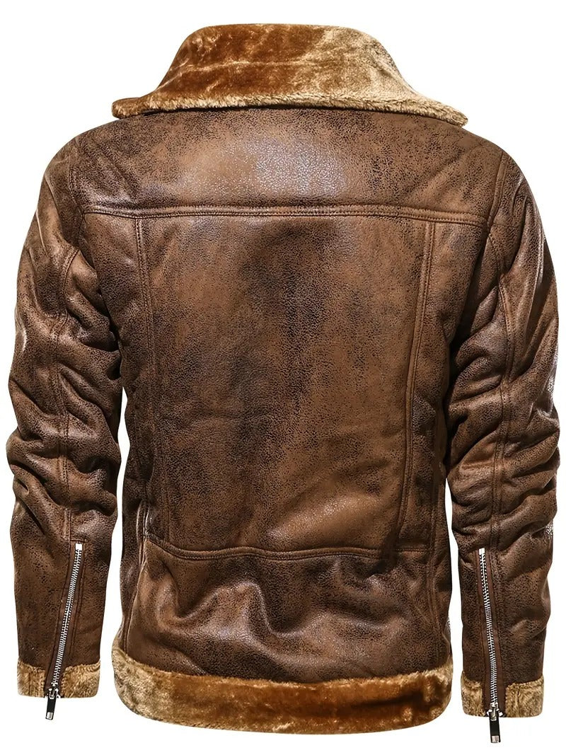 Men's Leather Real Furr jacket soothy and warm