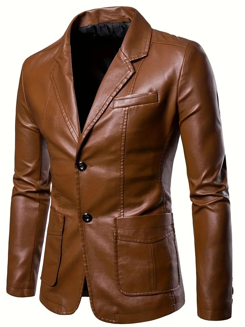 Sophisticated Dark Brown Leather Coat – Timeless Style and Comfort