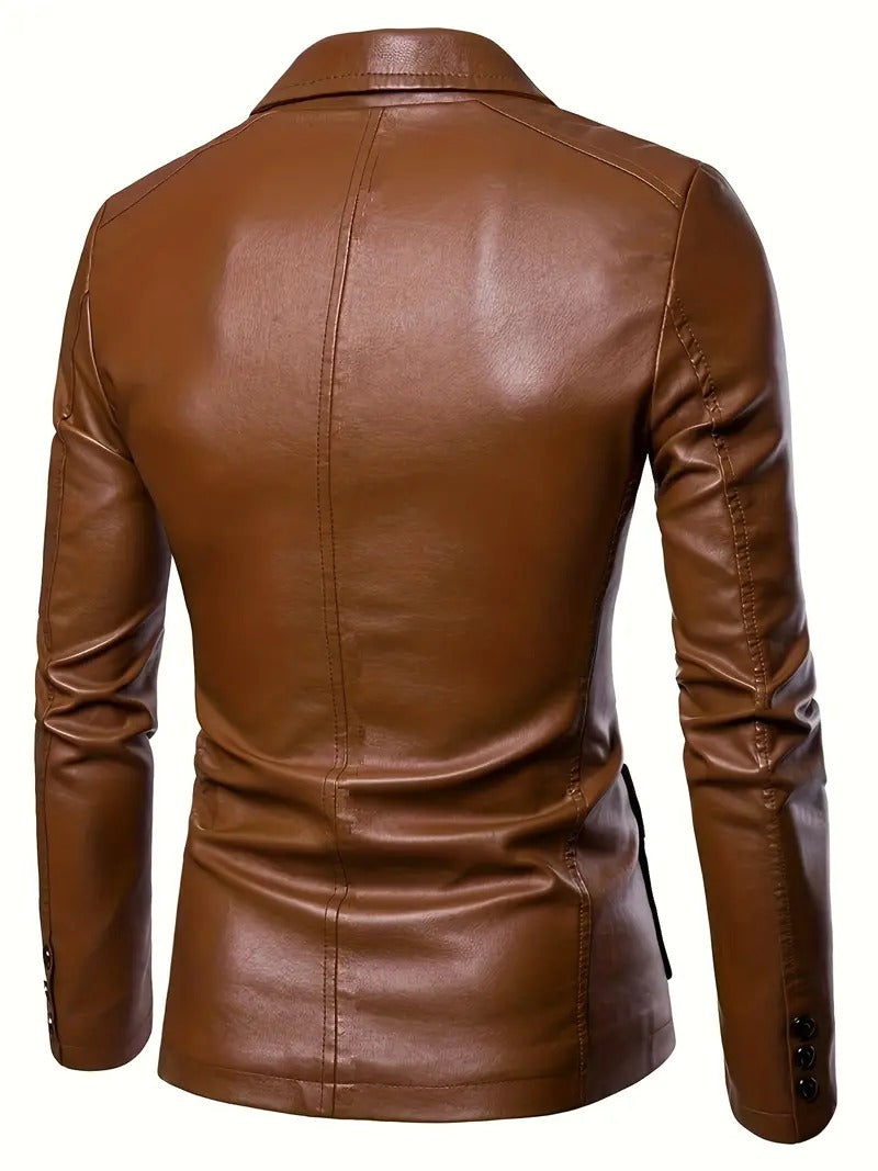 Sophisticated Dark Brown Leather Coat – Timeless Style and Comfort