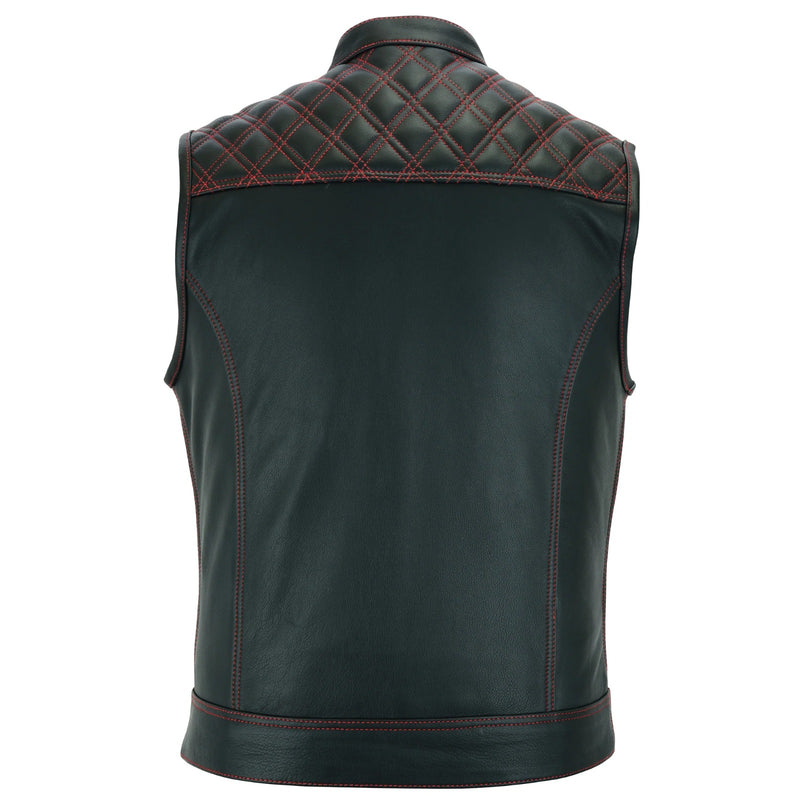 Red Diamond Quilted Leather Vest – Style Meets Craftsmanship