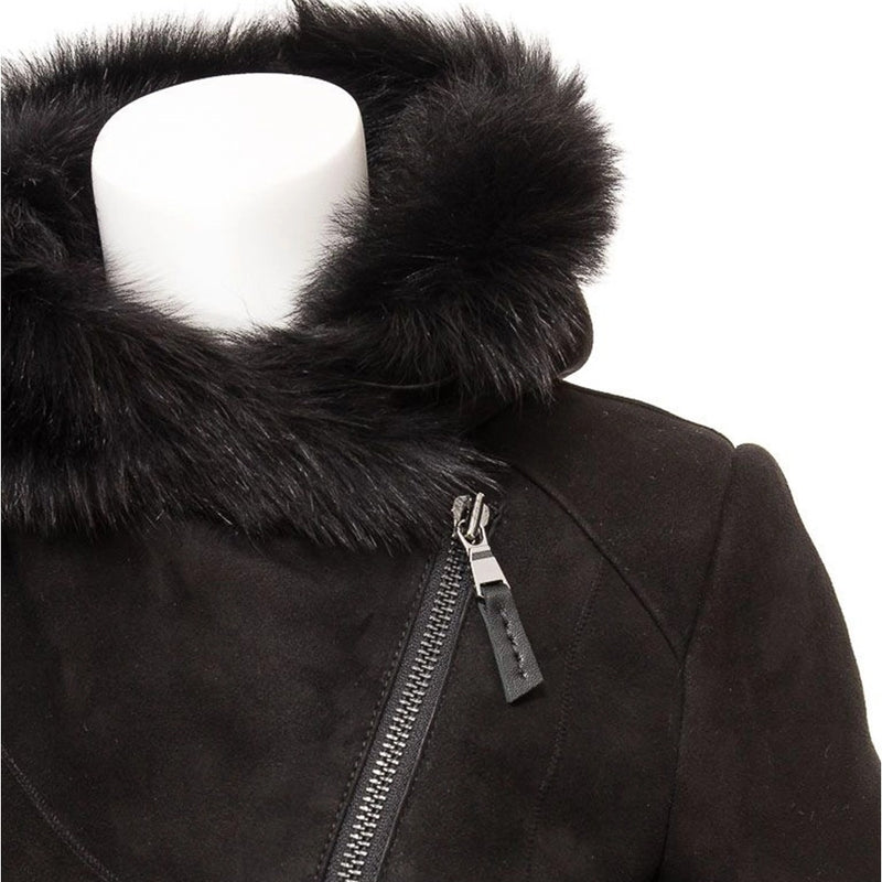 Women’s Black Sheepskin Shearling Parka