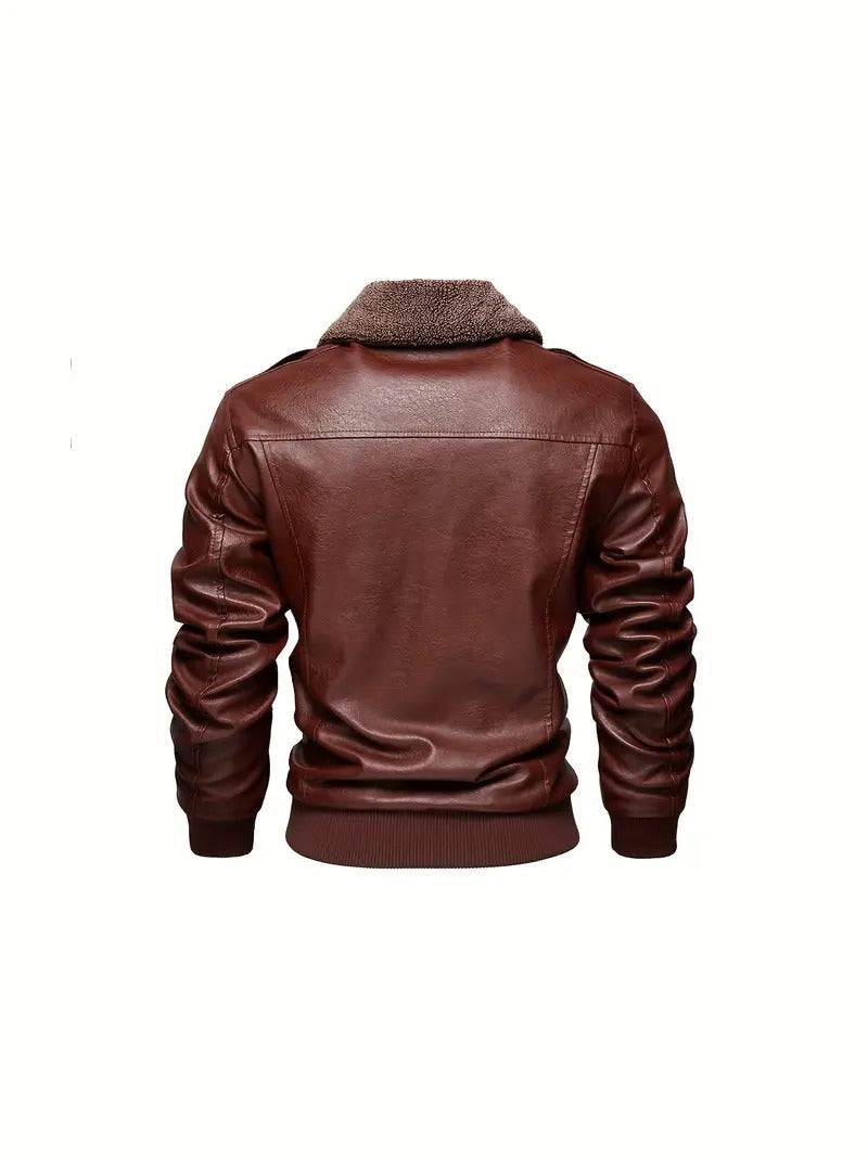 Brown Aviator Fur Collar Leather jacket for Biker