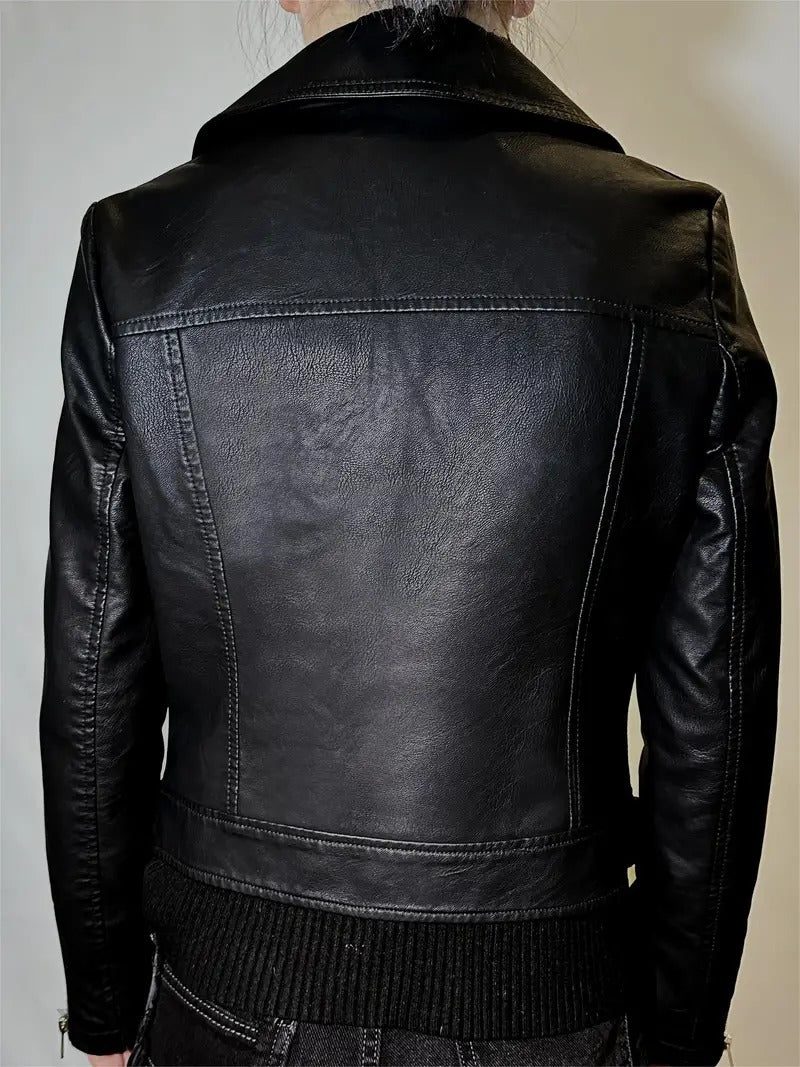 Black Vintage Style Leather Biker jacket