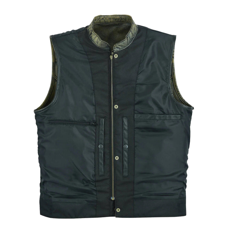 Vintage Edge: Distressed Brown Leather Biker Vest